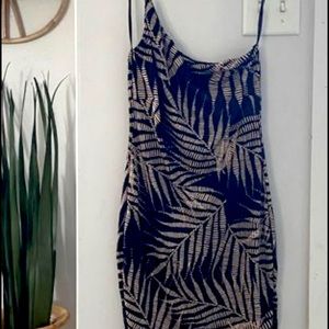 Jluxlabel one shoulder palm mini dress